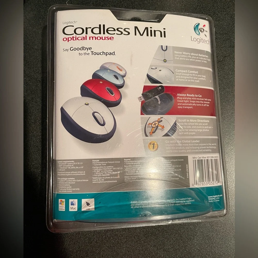 Logitech Cordless Mini Optical Mouse New